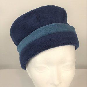 Pillbox Hat in Blue Fleece